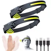 "Headlamp Rechargeable 230° Wide Beam Head Lamp Led with Motion Sensor for Ad...