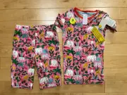 NWT Mini Boden 8Y Glow-in-the-dark Girls' Pajamas Set (Pink Lemonade Jungle)