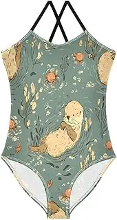 [RPLIFE] Otters and Crab Swimwear Kids Girls, Summer Beach Bathing Suit, 3-10