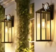 Large Size Dusk to Dawn Outdoor Wall Lights, 16 Inch Matte Black
