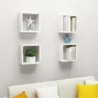 High Gloss White Wall Cube Shelves Set of 4 30x15x30 cm Modern Storage Solution