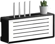 Wooden Wireless WiFi Router Storage Box, White Floating Tv Stand Wall-Mounted Set-Top Box Router Shelf Cable Management Hider Rack Radiator Covers for Home Deco