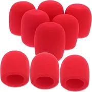 Totority 8 Pcs Red Foam Mic Covers Handheld Stage Microphone Windscreen Reusable Microphone Protector Covers for Ktv Home Studios Public Speaking Secure Snug Fit
