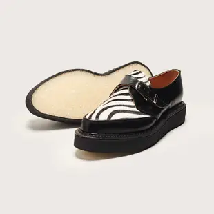英國 George Cox - 8511 V Monk Creeper 尖頭扣環 厚底鞋 龐克鞋 - 黑皮 斑馬紋