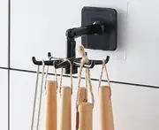 4X Kitchen Hook Multi-Purpose Hooks 360 Degrees Rotated Rotatable Rack For Organizer and Storage Spoon Hanger Accessories-black