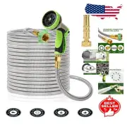Kink-Free 75 FT Metal Garden Hose - Complete Set with 10 & 6 Function Nozzles