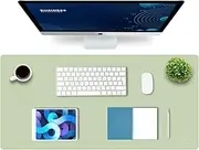 K KNODEL Leather Desk Mat, Office Desk Pad, Large Mouse Pad, Keyboard Pad, Computer and Laptop Mat for Desk, Desk Protector, Desktop Mat for Writing, Desk Blotter and Cover (90x43cm, Light Green)
