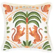 Cushion Cover-Coastal Fringe-Tiger Tree White-45cm x 45cm