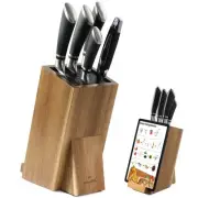 Navaris Wooden Kitchen Knife Block with Holder - Holds a Chopping Board, Phon...