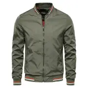 2024 New V-neck Design Spring and Autumn Fashion High Quality Men's Jackets for Men's Leisure Slim Fit Men's Baseball Jackets army green L