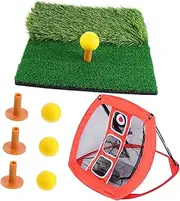 GANAZONO 1Set Portable Golf Practice Net Set Includes Hitting Mat Tees PU Balls Durable Nylon Training Aid for Skill Improvement Easy to Store Carry