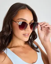 [Indie Eyewear] Indie Eyewear Women's Trinity Sunglasses in Gold/Gd Brown One Size Gold/Gd Brown