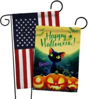 Halloween American Flag for Outside Banner Pack Lawn Garden Outdoor Wall Post...