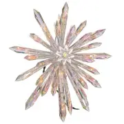 11.25in Clear Snowflake Tree Topper Pre Lit with 30 Lights for Christmas Decor