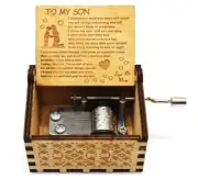 Wooden Music Boxes, To My Son Vintage Hand Crank Music Box, Gifts for Christm...
