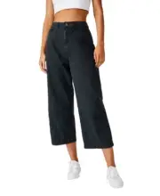 Cotton On Women's Wide Leg Retro Cropped Pants, Black, Size 2 XS, NwT