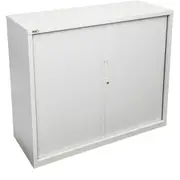 RAPIDLINE 900W GO TAMBOUR DOOR CUPBOARD With 2 Shelves W900 x D473 x H1016mm White