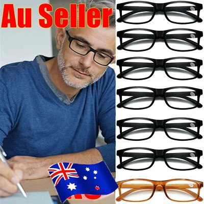 Mens Ladies Wayfarer Frame Magnifying Reading Glasses Nerd Spectacl 1/5/6 PaiES