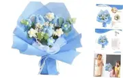 Crochet Flower Bouquet Tulips: Artificial Handmade Knitted Tulip Tulip - Blue