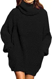 [ZPLxi] Women's Oversized Sweaters Cable Knit Turtleneck Batwing Sleeve 2025 Cute Chunky Pocket Pullover Sweater Jumper Tops