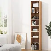 Artiss Wooden Bookshelf, 8 Tiers Book Shelf Corner Wall Shelves Display Cabinet Bookcase Bookshelves CD DVD Storage Rack Home Living Room Bedroom Office Furniture, Sturdy Base Pine