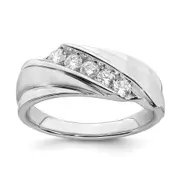 14k White Gold Men's Real Diamond Bridal Band