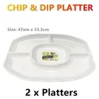 2x Oval Chip & Dip Catering Platter Food Party Plate Snack Sauce Serving Tray