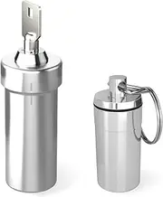Ezy Dose Pill Fob and Keychain Bundle, Medicine, Vitamin Container, Safe for Money & Travel Items, Stainless Steel, Large Compartments, 2 Storage Items