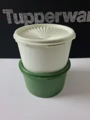 Tupperware Servalier Decorator Stacking Canister 3.75 Cup Set Of 2 Shades Green