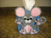 TISSUE BOX COVER - "EEK" A MOUSE - Plastic Canvas