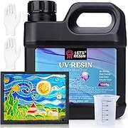 LET'S RESIN UV Resin, Upgraded 1,000g Crystal Clear UV Resin Hard, Low Odor Ultraviolet Epoxy Resin, UV Light Cure Solar Sunlight Activated Glue for Jewelry, Craft Decoration