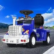 ALFORDSON Kids 6V Motor Ride On Truck, Ride-on Car Toy with Music Player LED Lights, Eletric Riding Car Design Vehicle SUV Tractor Toy, Blue