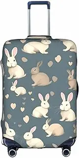 [Pvinnk] Rabbit background Print Protective Luggage Cover Elastic Washable Suitcase Protector Travel Gear Protector, White, Small