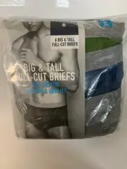 Big Man's Size 50 - 6 Pcs NEW! 100% Cotton Full-Cut Briefs Underwear