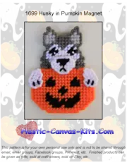 Halloween Husky and Pumpkin Magnet-Plastic Canvas Pattern or Kit