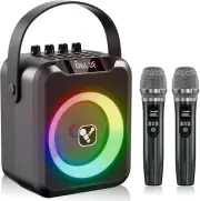 Portable Karaoke Machine with 2 Wireless Microphones for Adults & Kids,Rechargea