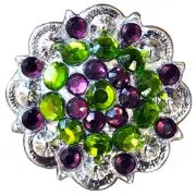 18HS 32 Hilason Peridot Green And Amethyst Crystals Berry Concho Rhinestone