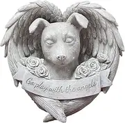 Dog Angel Memorial Statue Resin Pet Memorial Figurines Commemorates Lost Fur Baby Outdoor Garden