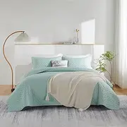 JUNCAI Bedspread Mint Green Super King Size Bed, Soft Lightweight Summer Microfiber Coverless Duvet for All Season, 3 Piece Bedspread with Pillow Shams (1 Quilt, 2 Pillow Shams)