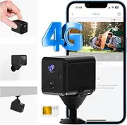 Bextgoo 4G LTE Surveillance Camera with SIM Card, 2K HD Surveillance Camera without WLAN with Battery 5200 mAh, Portable Mini Camera Wireless, AI Motion Detection Alarm, 160° Viewing Angle, 10 m Night
