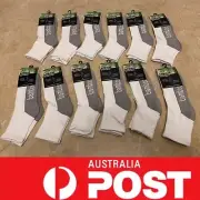 12 Pairs Quality Men Running Tennis 92% Bamboo Sports Crew Socks,White Grey,AUS