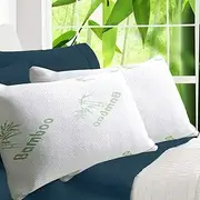 Dreamz 2X Memory Foam Pillow Shredded Cushion Sleeping Bed Pillows Breathable & Hypoallergenic Bamboo Cover with Zipper Moisture Wicking Back/Stomach/Side Sleeper Standard Size (70cmx40cm)