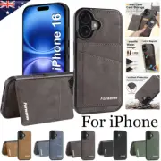 For iPhone 16 15 14 13 12 11 Case Wallet RFID Blocking Leather Card Stand Cover