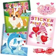 Valentines Day Gifts for Kids, 3 Pack Stickers Number Paint Books, Valentines Cr