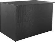 Poly Rattan Garden Storage Box, Patio Storage with Box Zipped Closure for Furniture, Garden Tools, 150x100x100 cm Black