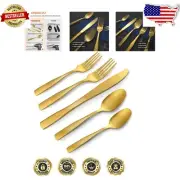 Elegant 40-Piece Modern Silverware Set - Matte Gold Stainless Steel for Parties