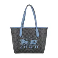 在飛比找PChome24h購物優惠-COACH City Tote 馬車印花PVC托特包(小/黑