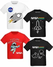 BROOKLYN VERTICAL 4-Pack Toddler NASA Print Outer Space Rocket Ship Short Sle...