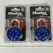 Lot Of 2 Master Lock Combination Lock 1530DCM Anti Shim Tough Under Fire Blue