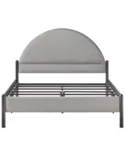 Walker Edison Queen Metal And Upholstered Bed with Arched Headboard
